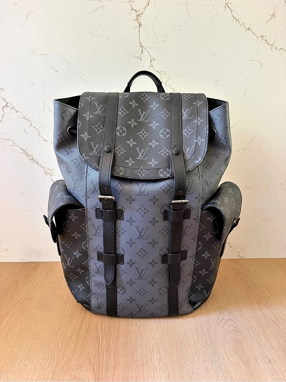 Louis Vuitton Christopher PM Monogram Eclipse Reverse Backpack Gray & Black